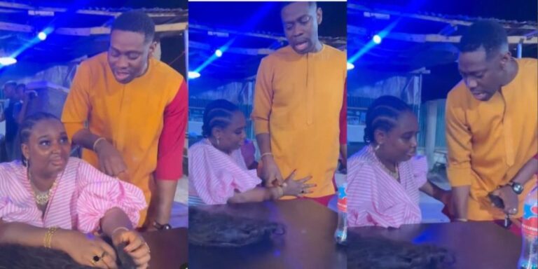 “What did I just watch” – Many react as actress Mo Bimpe publicly grabs her hubby Adedimeji Lateef private in new video (Watch)