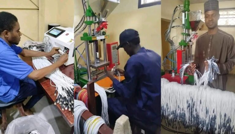 “This is Pure Creativity”– Reactions as Photos of a Nigerian Man From Kano State who Manufactures USB cables for phones, tablets Surfaced(Watch)