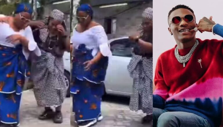 “Ajeeh…They can shake body” – Two elderly women wow many as they storm street to show off amazing moves to Wizkid latest song ‘Dance’ (Watch)