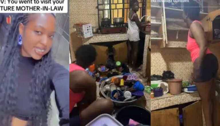 “Sister No Do Pass Yourself oh” – Lady Visits her Boyfriend’s Family House, Washes Plates, Cleans Everywhere, Runs Errands(Video)