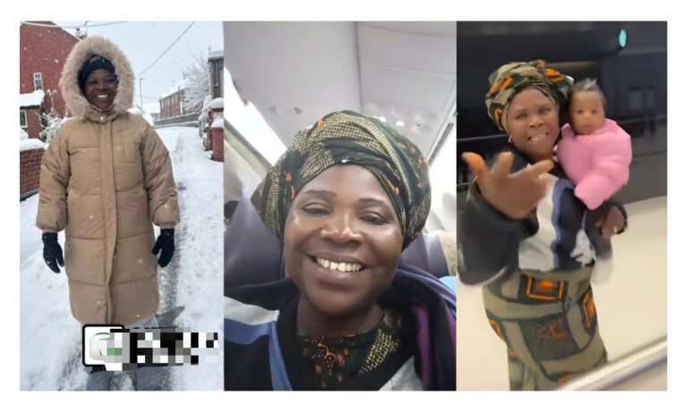 “It has been her dream to see the snow” – Lady overjoyed as her mum arrived United Kingdom (Watch)